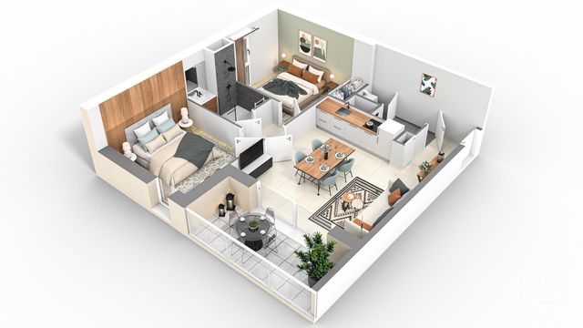 Appartement F3 à vendre - 3 pièces - 53.5 m2 - ST HILAIRE DE RIEZ - 85 - PAYS-DE-LOIRE - Century 21 Atlantique Immo