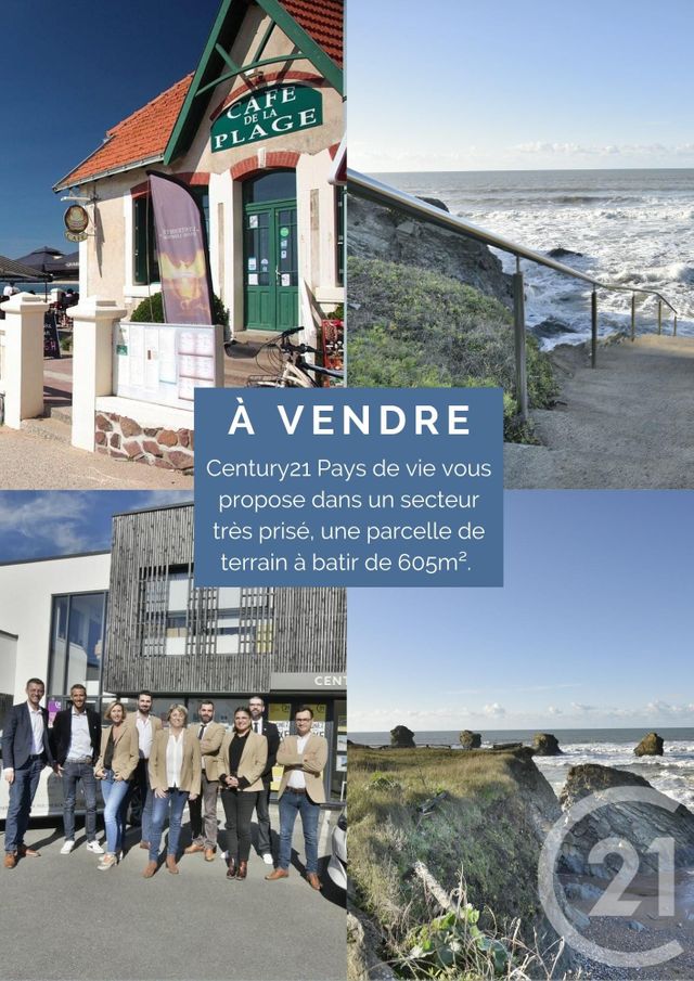 terrain à vendre - 605.0 m2 - ST HILAIRE DE RIEZ - 85 - PAYS-DE-LOIRE - Century 21 Atlantique Immo